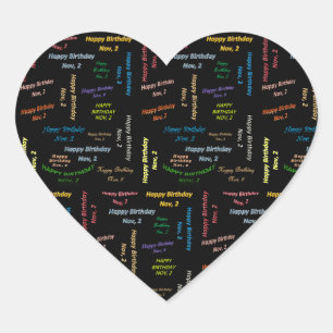 2. November Herz-Aufkleber