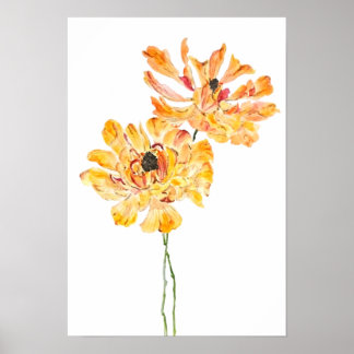 2 orangefarbene japanische Erdnüsse Aquarell Poster