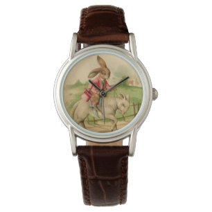 2 Osterhasen auf Lammuhr Armbanduhr