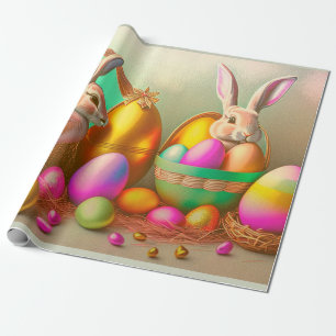 2 Osterholz- und Goldene Eiersammlung Geschenkpapier