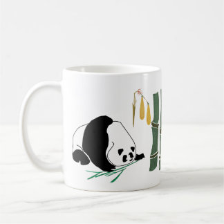 2 Pandas essen Bambus im tropischen Wald Tasse