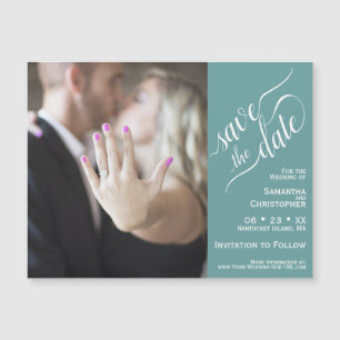 2 Pane Foto Wedding Save the Date Aquamarin Magnet