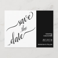 2 Pane Minimal White & Black Wedding Save the Date