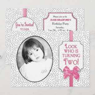 2. Party Einladung BIRTHDAY - Bows & Polka Dots