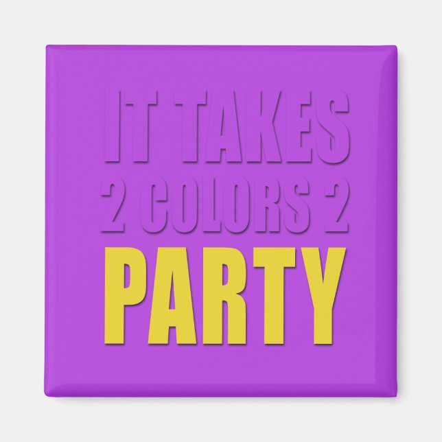 2 Party gelb: lila Magnet (Vorne)