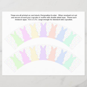 2 Pastel Bunnies Baby personalisieren Cupcake Wrap Flyer