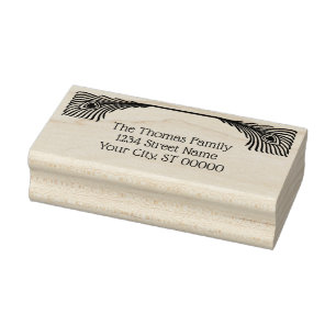 2 Peacock Feathers Art Nouveau Gummistempel