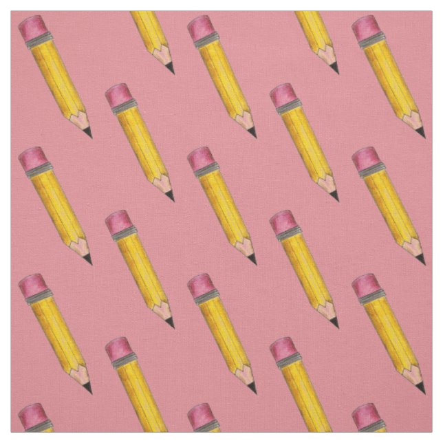#2 Pencil Sharp Pink Yellow School Englischlehreri Stoff (Muster)