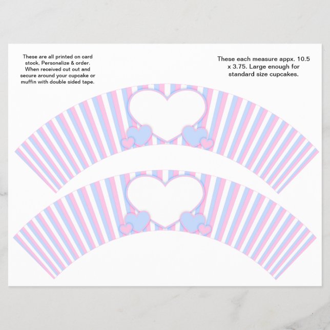 2 Personalisierte Cupcake-Wrappers (Streifen und S Flyer (Vorne)