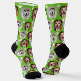 2 Pet 2 Foto Sporty Green Paw Prints Niedlich Socken