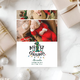 2 Photo Christmas Tree Lights First Christmas Feiertagskarte