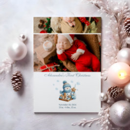 2 Photo First Christmas Birth Announcement  Feiertagskarte