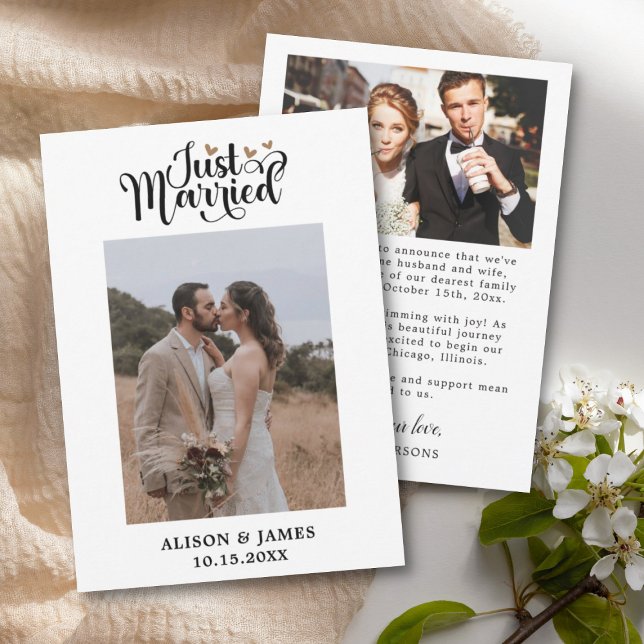 2 Photo Just Married Script Wedding Christmas Dankeskarte (Von Creator hochgeladen)