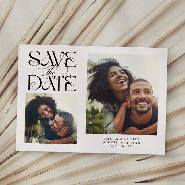 2 Photo Mystical Modern Typography White Save The Date (Von Creator hochgeladen)
