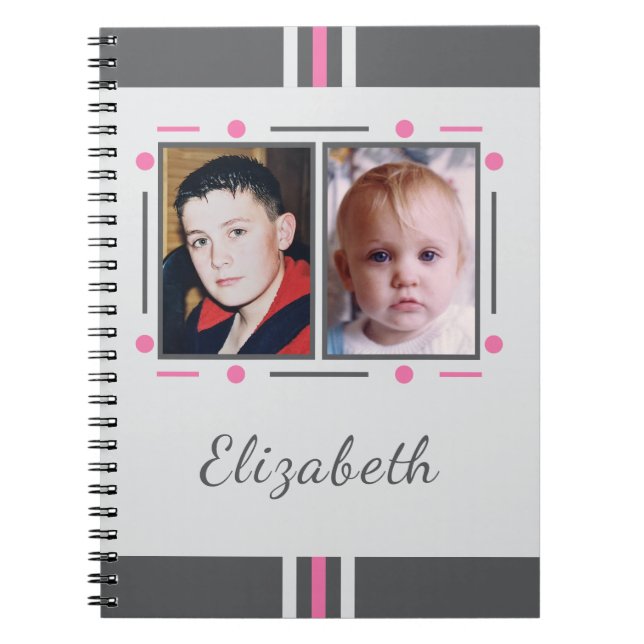 2 photo name text pink grey notizblock (Vorderseite)