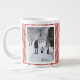 2 Photo Trendy Red Plaid Rustic Christmas Gift Jumbo-Tasse