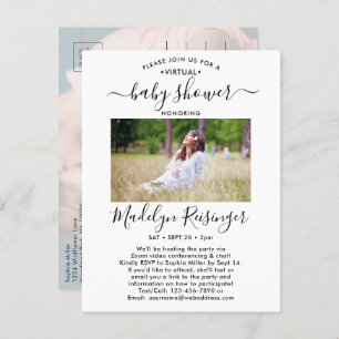 2 Photo Virtual Baby Shower by Mail Modern Script Einladungspostkarte