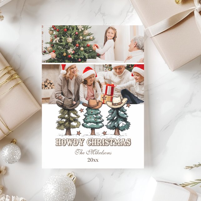2 photo Western Howdy Christmas Feiertagskarte (Von Creator hochgeladen)