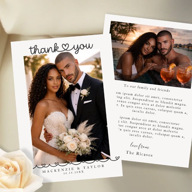 2 Photographs Personalized Wedding With Message  Dankeskarte (2 Photographs Personalized Wedding With Message Thank You Card by Ricaso. A modern chic photo card
)