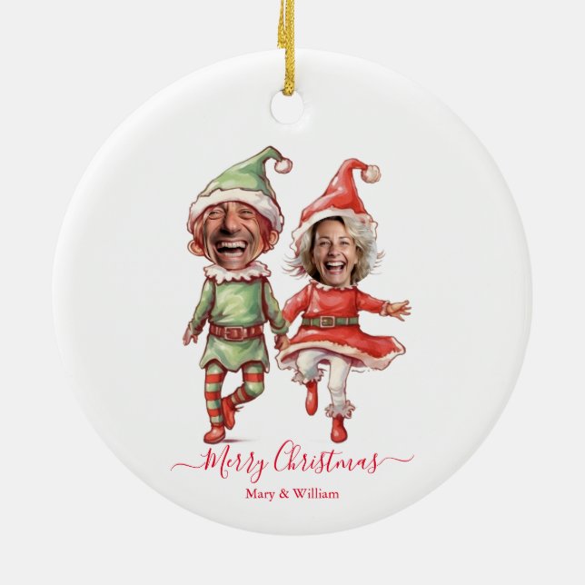2 Photos Christmas elves  Keramik Ornament (Hinten)