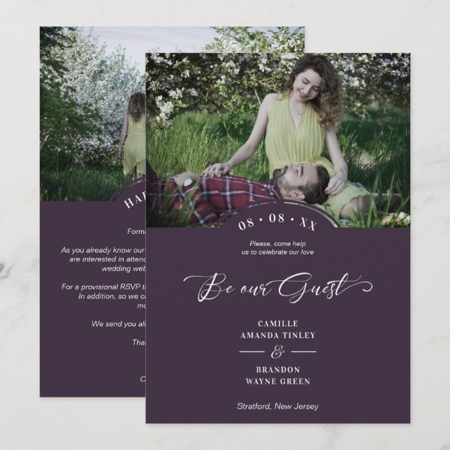 2 Photos Collage Minimalist Be our Guest Save The Date (Vorne/Hinten)