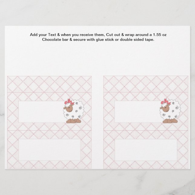 2 Pink Baby Dusche Gefallen für Custom Candy Bar W Flyer (Vorne)