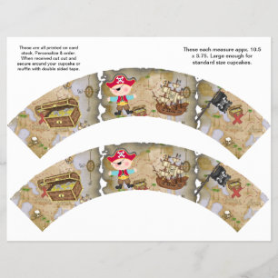 2 Piraten Thema Benutzerdefinierte Cupcake-Verpack Flyer