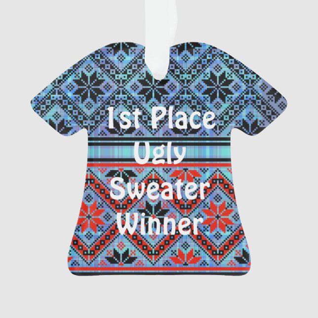 2. Platz Ugly Christmas Sweater Contest Ornament (Vorderseite)