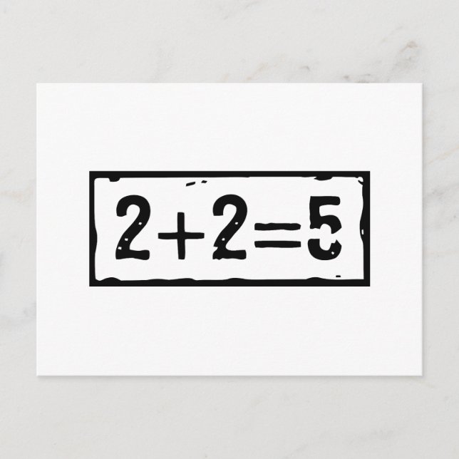 2 plus 2 gleich 5 postkarte (Vorderseite)