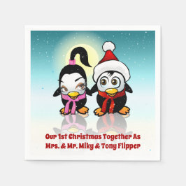 2 Polar Love Birds feiern Weihnachten Serviette