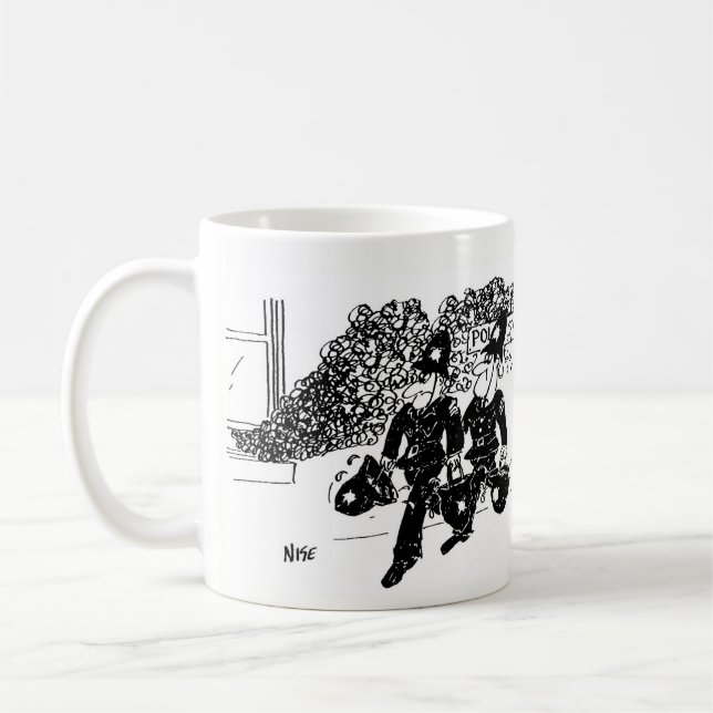 2 Polizeiliche Cartoons Kaffeetasse (Links)