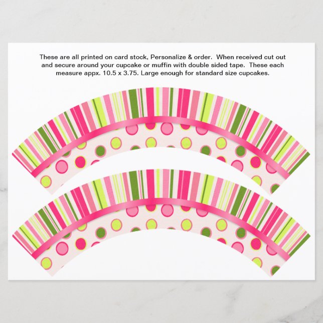 2 Polka Dot Birthday Personalize Cupcake Wrappers (Vorderseite)