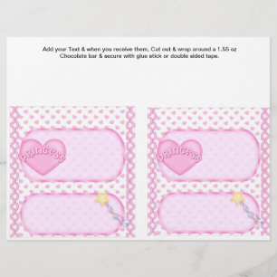 2 Princess Birthday Custom Candy Bar Wrappers Flyer