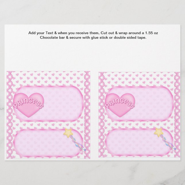 2 Princess Birthday Custom Candy Bar Wrappers Flyer (Vorne)