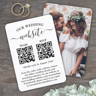 2 QR-Codes Hochzeitswebsite Details Foto-Beilage RSVP Karte