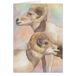 "2 Rams Watercolor Sketch/Arrowhead" Grußkarte