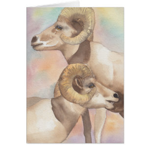 "2 Rams Watercolor Sketch/Arrowhead" Grußkarte