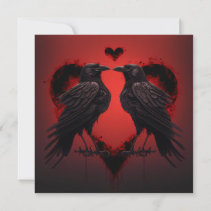 2 Raven und Gothic Heart Karte