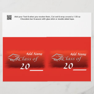 2 RED Abschluss Fevor Custom Candy Bar Wrapper