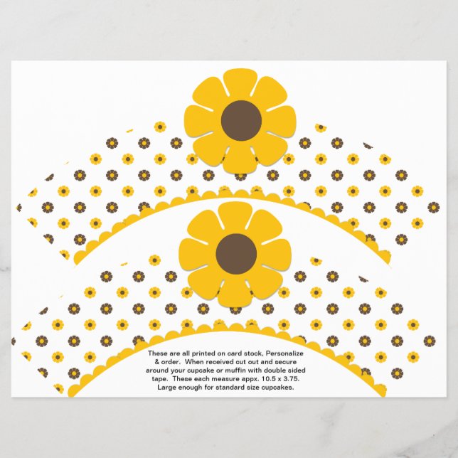 2 Retro-Blume Geburtstag Custom Cupcake Wrappers Flyer (Vorne)