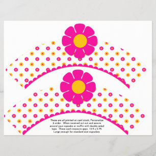 2 Retro-Blumen-Geburtstag-Etüiketten für Cupcakes Flyer