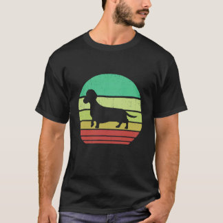 2 Retro Vintage Sonnenuntergang Doxie Dachshund Hu T-Shirt