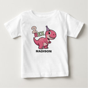 2-Rex Rosa Dinosaur 2. Geburtstag Mädchen Shirt – 