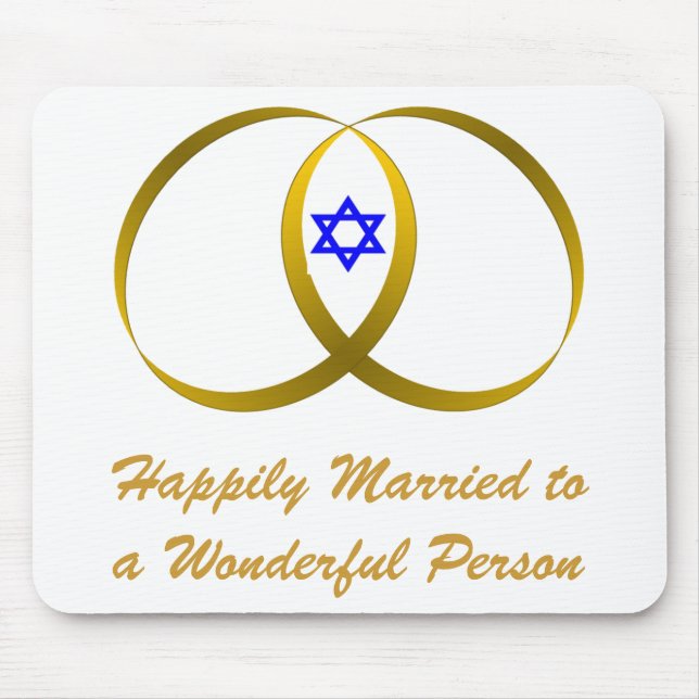 2 Ringe & STAR von DAVID, glücklich Verheiratet... Mousepad (Vorne)