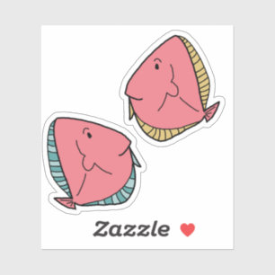 2 Rosa mit grünen Flossen Grün mit gelben Flossen  Aufkleber