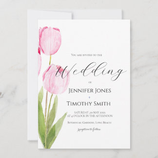 2 Rosa Tulpen Aquarell Einladung