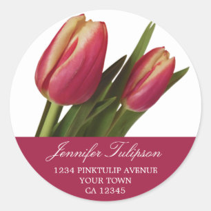 2 rosa u. gelbe Tulpen Runder Aufkleber