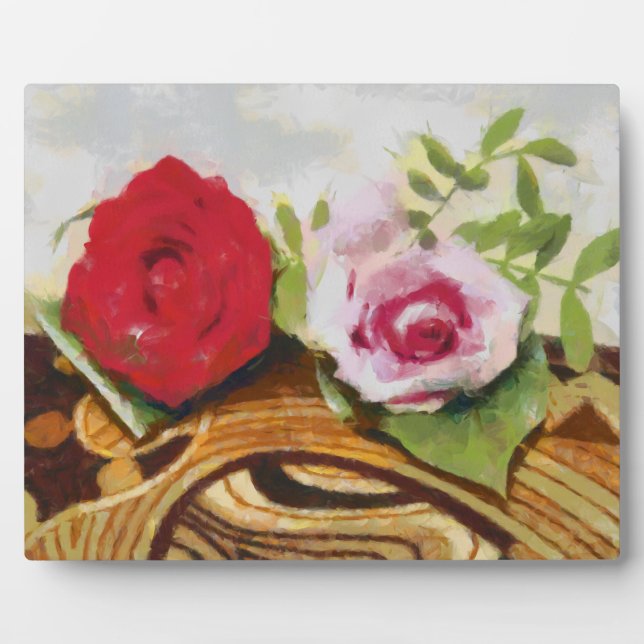 2 Rose Malerei Fotoplatte (Vorderseite)