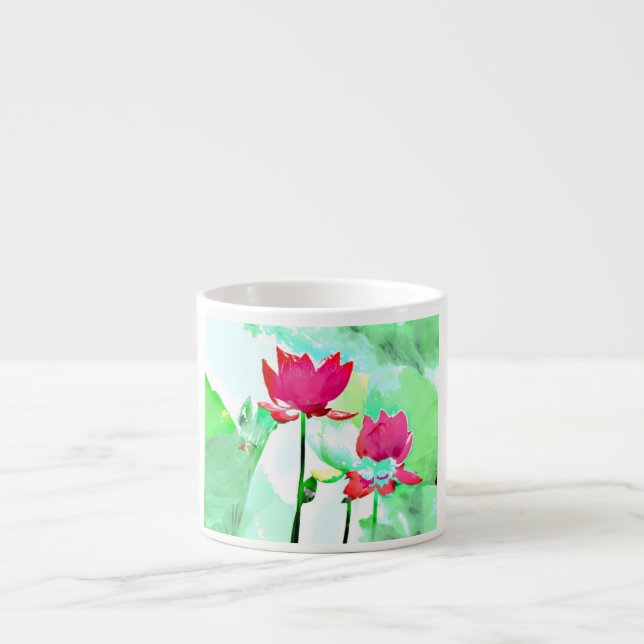 2 rote Blume Espressotasse (Vorderseite)