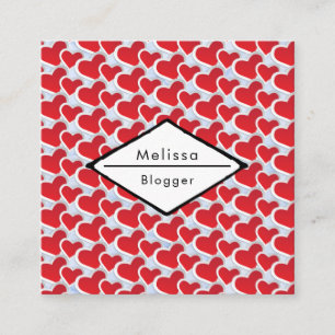 2 Rote Herzen vereint Wiederholungsmuster Quadratische Visitenkarte